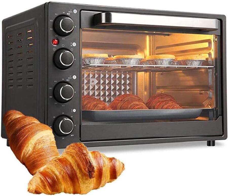 Elektrische Mini Oven Compacte Bakoven Professioneel Bakken Ruime 40L Capaciteit 1500W Vermogen Zwart