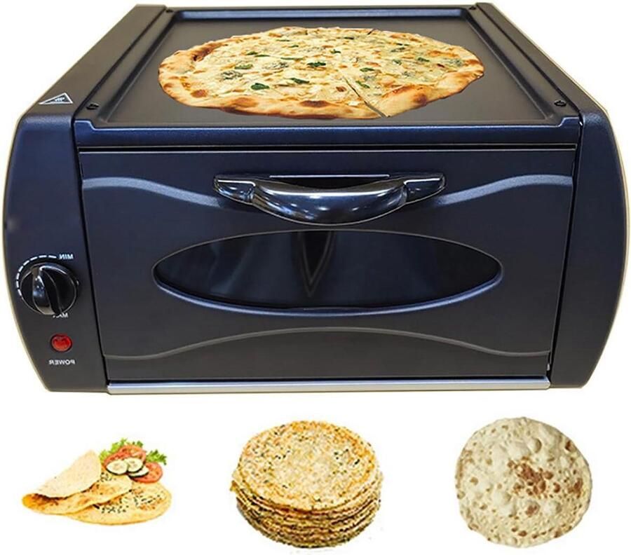 Elektrische Mini Oven Compacte Keukenoven Pizza's Bakken Authentieke Steenoven Smaak 2100W Vermogen Zwart
