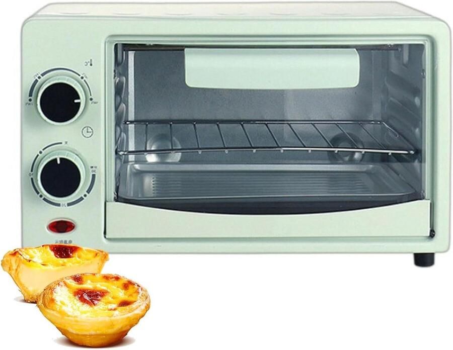 Elektrische Mini Oven Compacte Keukenoven Snel Maaltijden Bereiden 12 Liter Capaciteit 600 Watt Groen