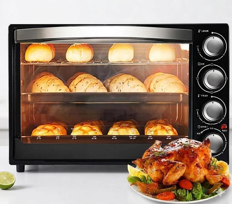 Elektrische Mini Oven Compacte Keukenoven Thuis Bakken Veelzijdige Kookfuncties 40 Liter Zwart