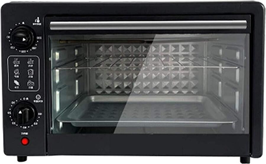 Elektrische Mini Oven Compacte Oven Aanrecht Kleine Keuken Instelbare Temperatuur 22 Liter Zwart