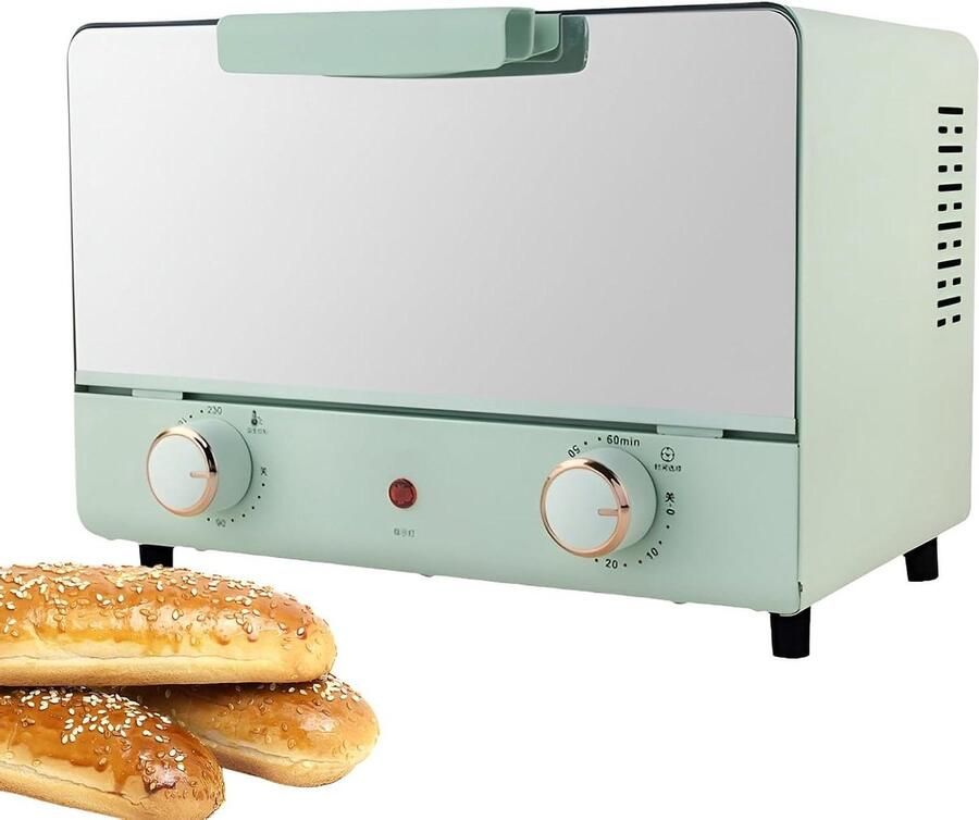 Elektrische Mini-oven Compacte Oven Bakken en Koken Gelijkmatige Verwarming 14 Liter Groen