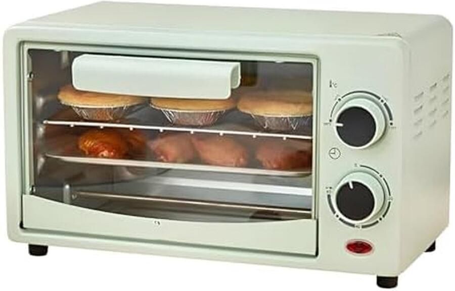 Elektrische Mini Oven Convectieoven Aanrecht Koken en Bakken Heteluchtfunctie Instelbaar 12 Liter Groen