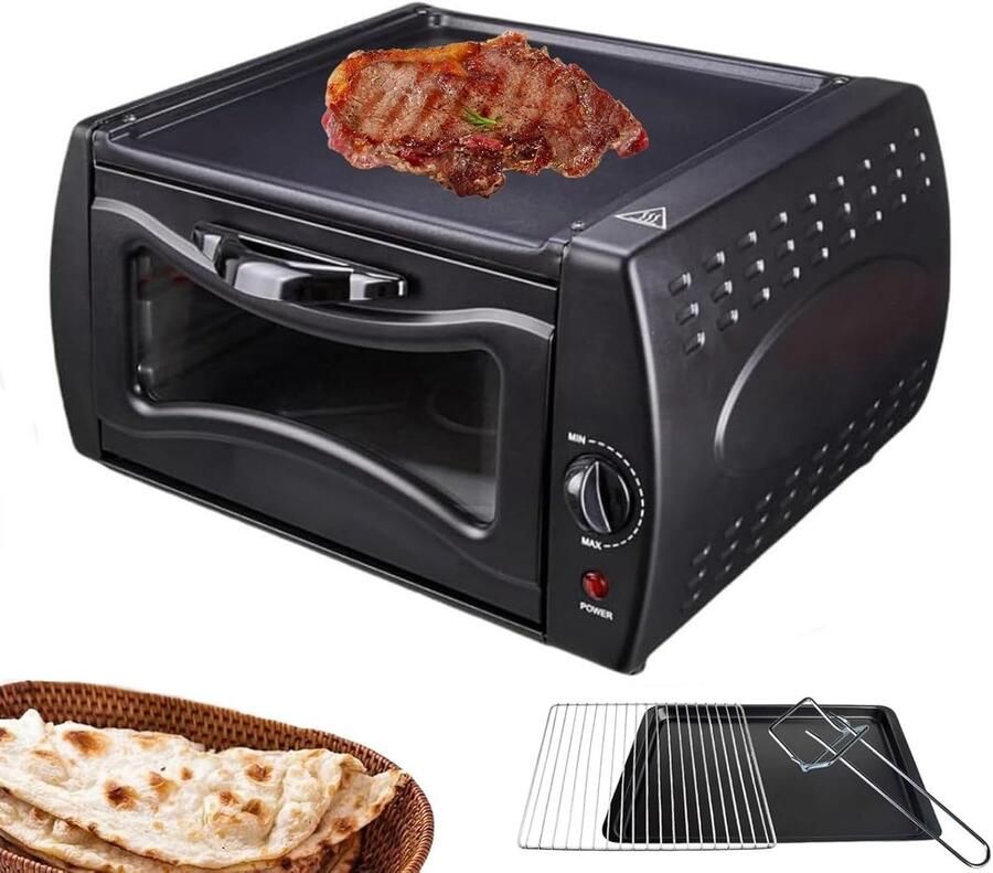 Elektrische Mini Oven Keuken Apparaat Brood Bakken Snelle Opwarming 15 Liter Zwart