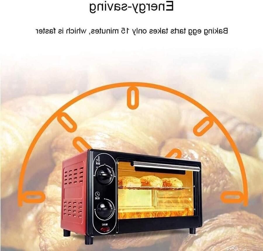 Elektrische Mini Oven Keukenoven Bakmachine Thuis Bakken Gelijkmatige Verwarming 12L Inhoud Rood
