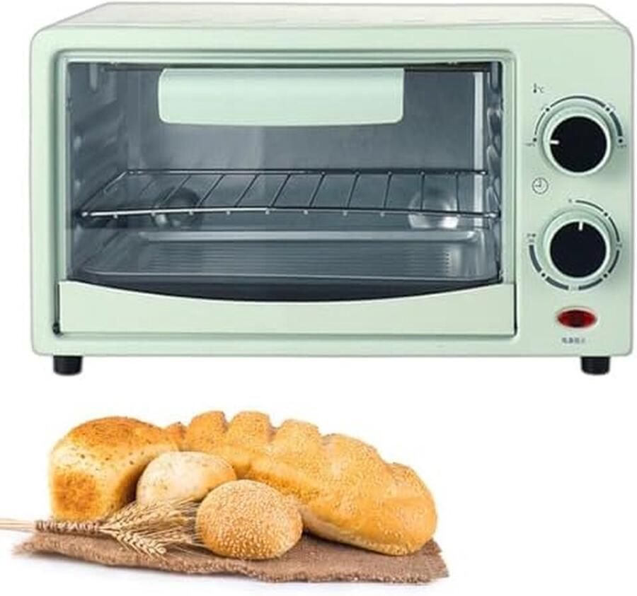 Elektrische Mini Oven Keukenoven Broodrooster Thuis Koken Convectie en Timer 12 Liter Groen