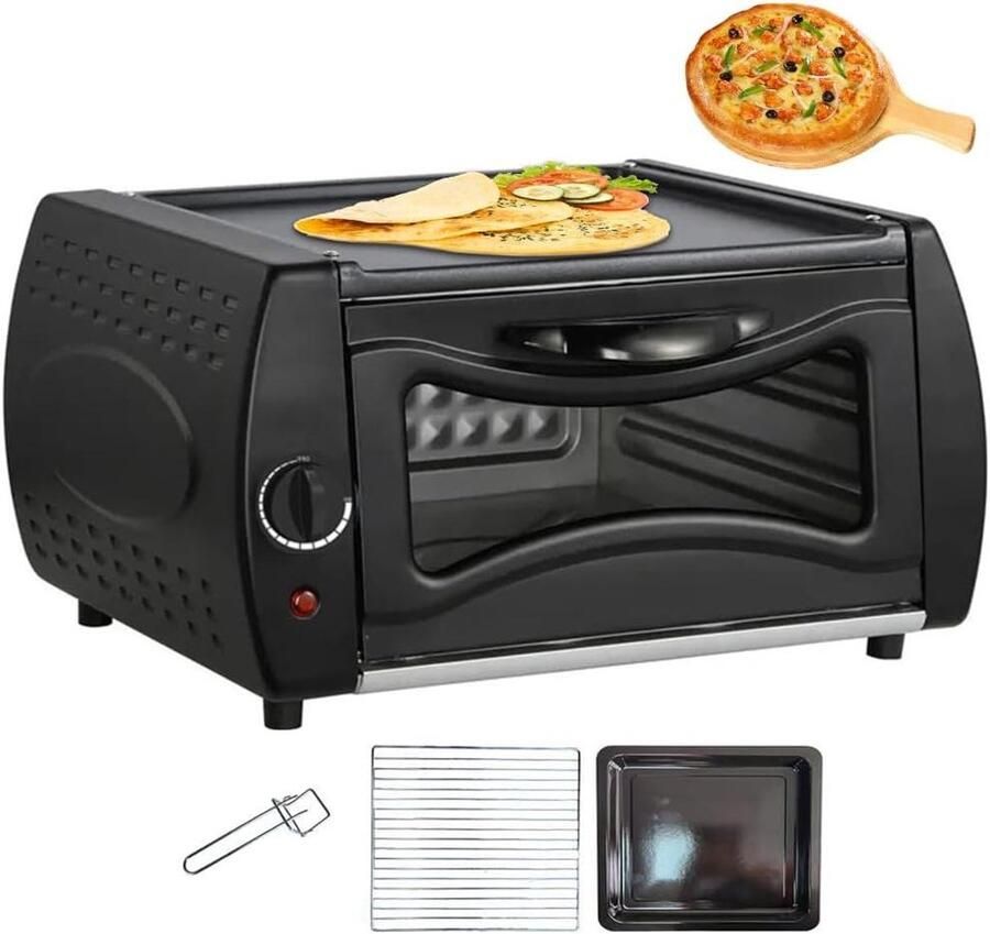 Elektrische Mini Oven Keukenoven Tafelmodel Snel Gerechten Bereiden Krachtige 2100W Verwarming 39x30x22cm Zwart