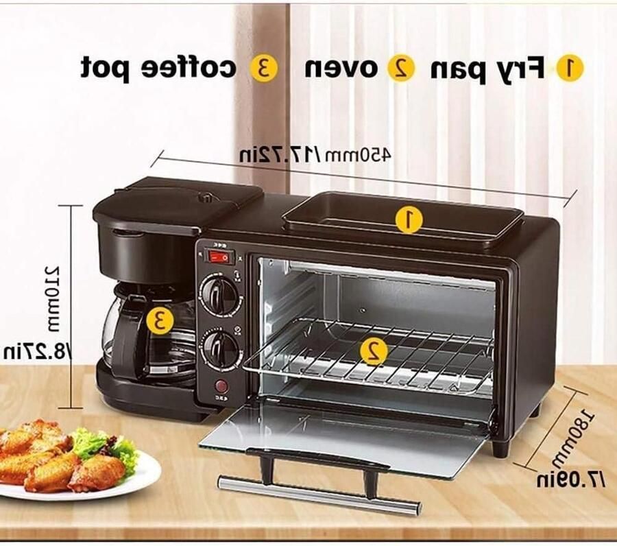 Elektrische Mini Oven Kleine Oven Kookplaat Ontbijt Maken Multifunctioneel 3-in-1 9 Liter Multi