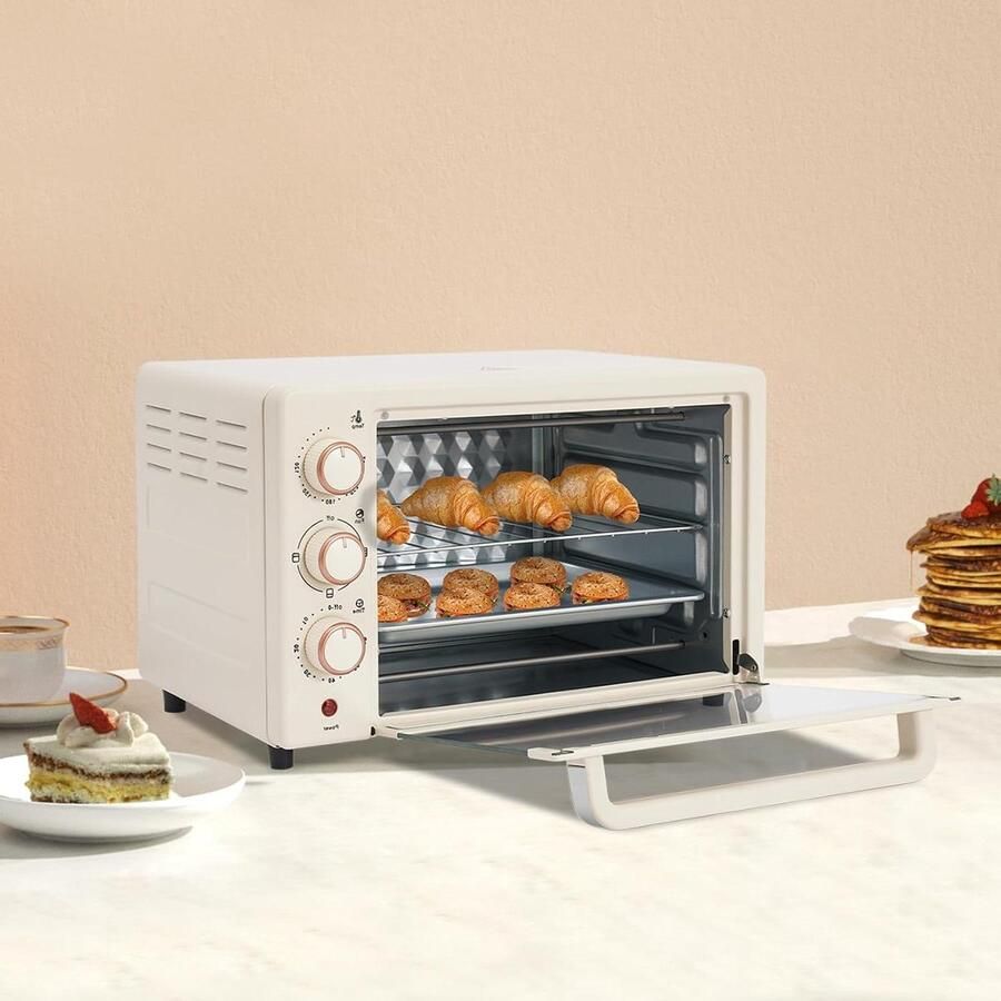 Elektrische Mini Oven Tafeloven Aanrecht Thuis Bakken Grillen Hittebestendig Roestvrij 22 Liter Capaciteit Wit