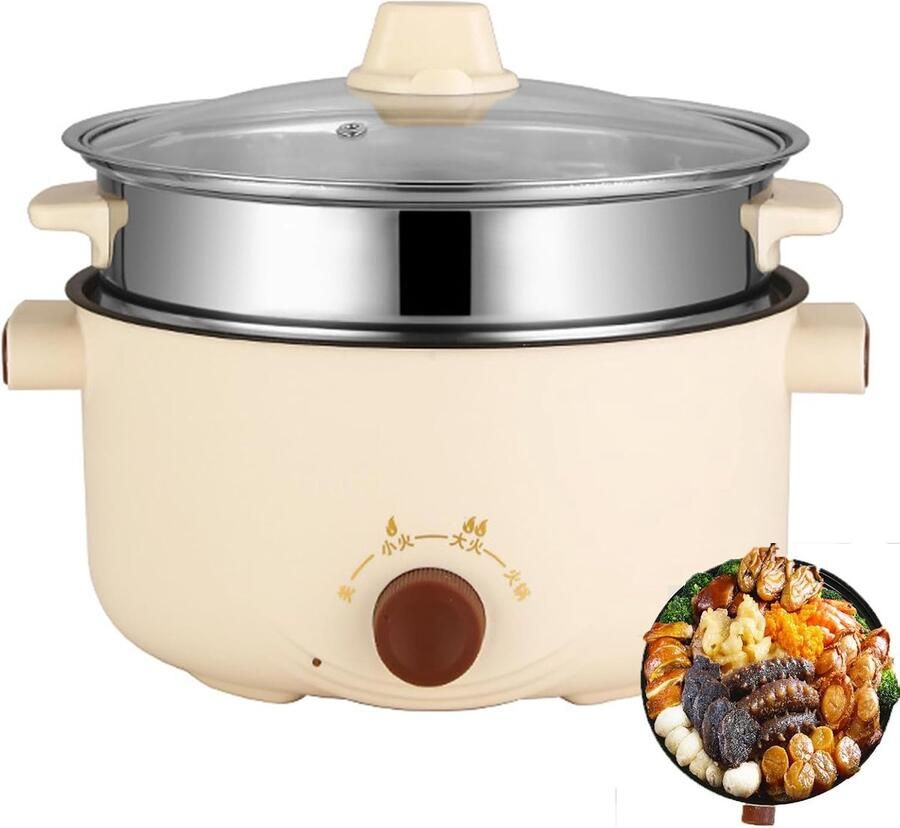 Elektrische Mini Pan Compacte Kookpan Snelle Maaltijden Antiaanbaklaag 22 cm Zilverkleurig