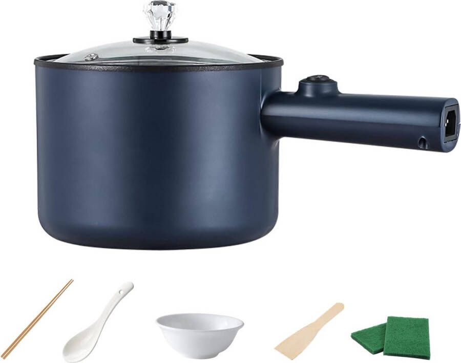 Elektrische Hotpot pan met deksel 1 8 l Elektrische hotpot voor slaapzaal Handmatige Europese regelgeving versie van de elektrische kookplaat voor snel verwarmen op reis Slaapzaal (blauw)