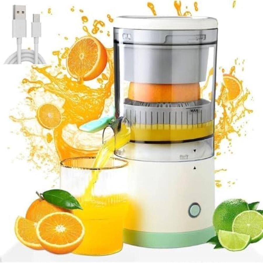 Elektrische mini-sapcentrifuge USB-oplaadbaar draagbare sapcentrifuge voor citrus en appel veilige automatische pers voor restaurant en thuisgebruik