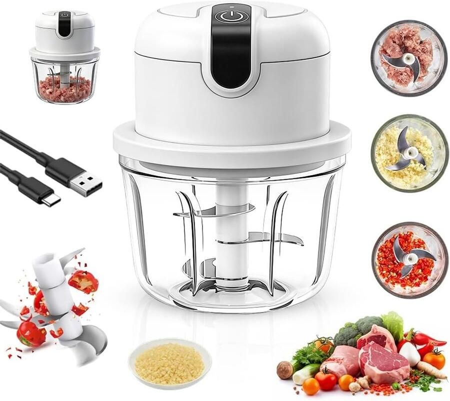 Elektrische Mini Ui Snijder 350ml Draadloze USB Oplader voor Uien Vlees Fruit en Knoflook Compacte Keuken Chopper en Multi Snijder