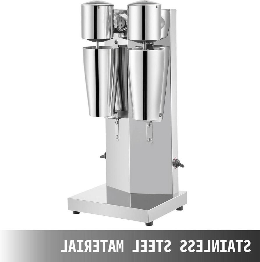 Elektrische Mixer Drank Mixer Smoothie Dranken Mixen Dubbele Kop RVS 800 ml Zilver