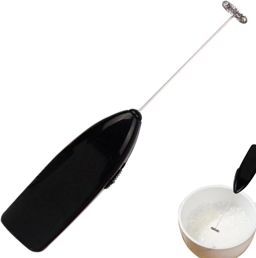 Elektrische Mixer Drankgarde Koffieopschuimer Snel Schuim Maken Compact Draagbaar Design 19.8 x 3.5 cm Zwart
