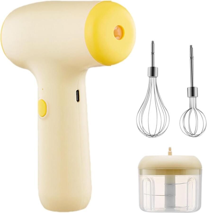Elektrische Mixer Handblender Garde Keuken Assistent Automatische Multifunctie 8.8 x 19.1 cm Geel