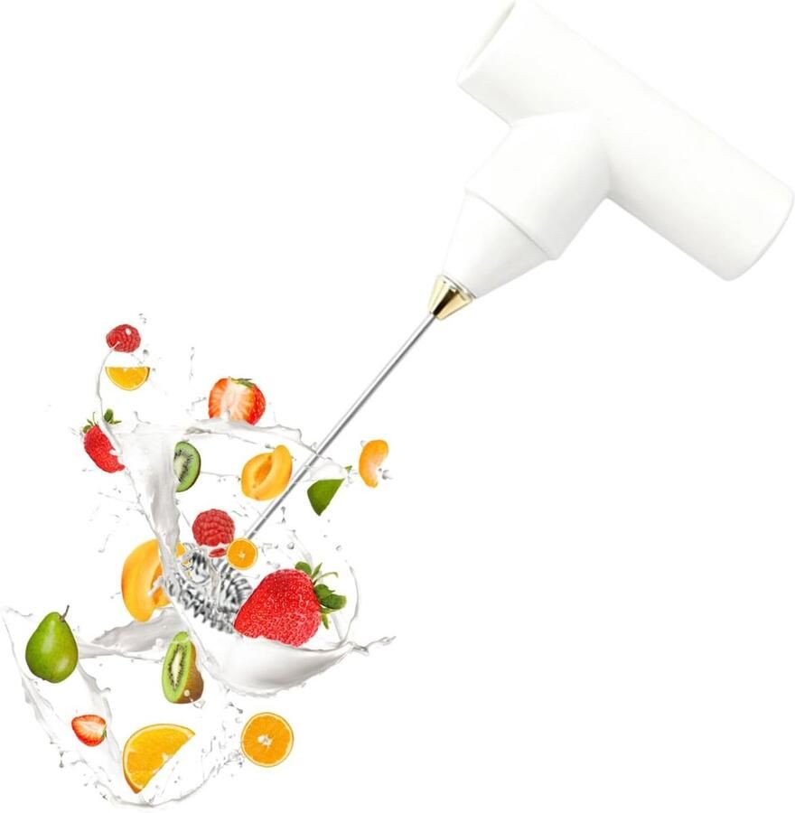 Elektrische Mixer Handmixer Melkopschuimer Keuken Bakken Draadloos Snel Resultaat 23 cm Wit