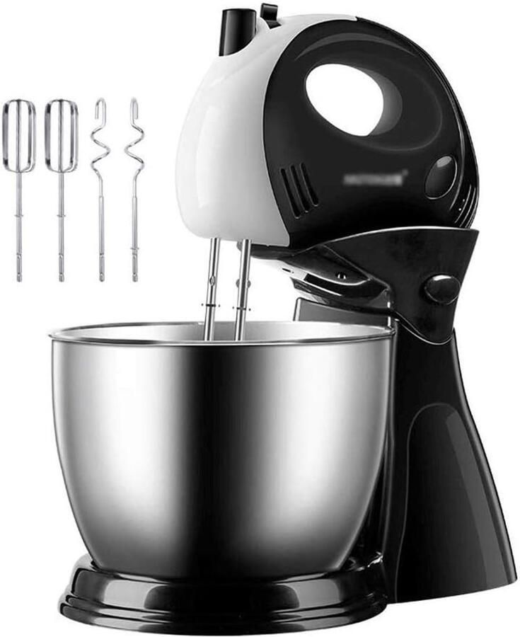 Elektrische Mixer Keukenmixer Deegmixer Bakken en Koken Kantelbare Kop 3L Kom Zwart