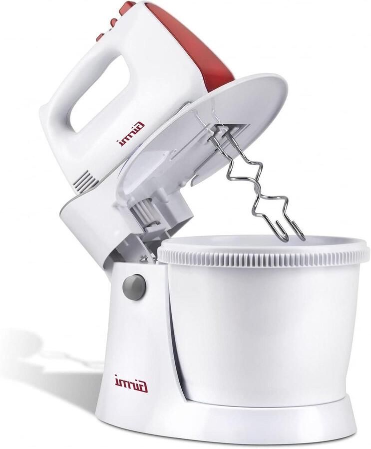 Elektrische Mixer Keukenmixer Garde Deeg en Beslag Met Kom en Turbo 3 Liter Kom Wit Rood