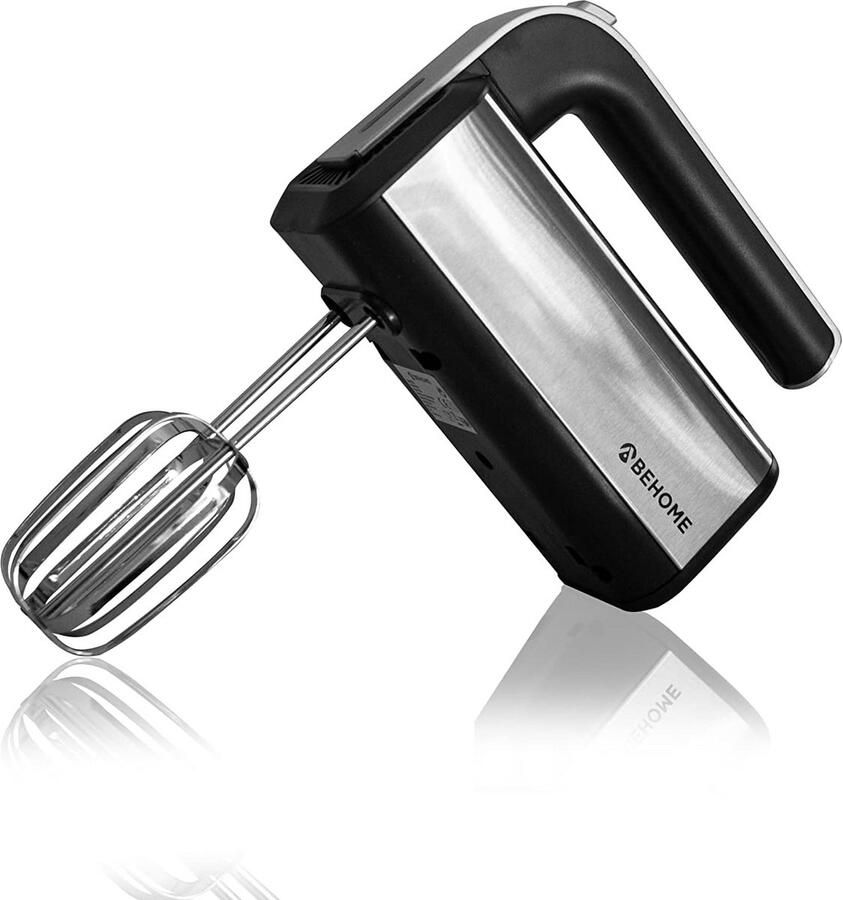 Elektrische mixer Keukenmixer hand Bakken en koken 5 snelheden turbo 300 watt Zilver zwart