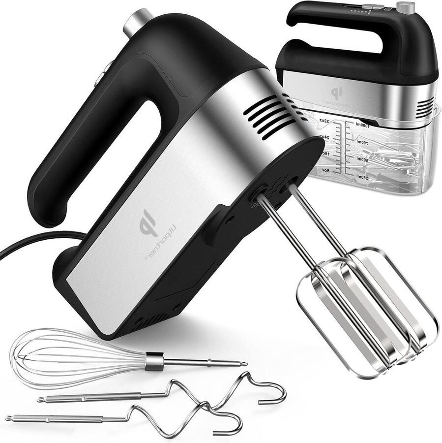 Elektrische Mixer Keukenmixer Handmixer Beslag Kloppen 5 Snelheden Turbo 450 Watt Zwart