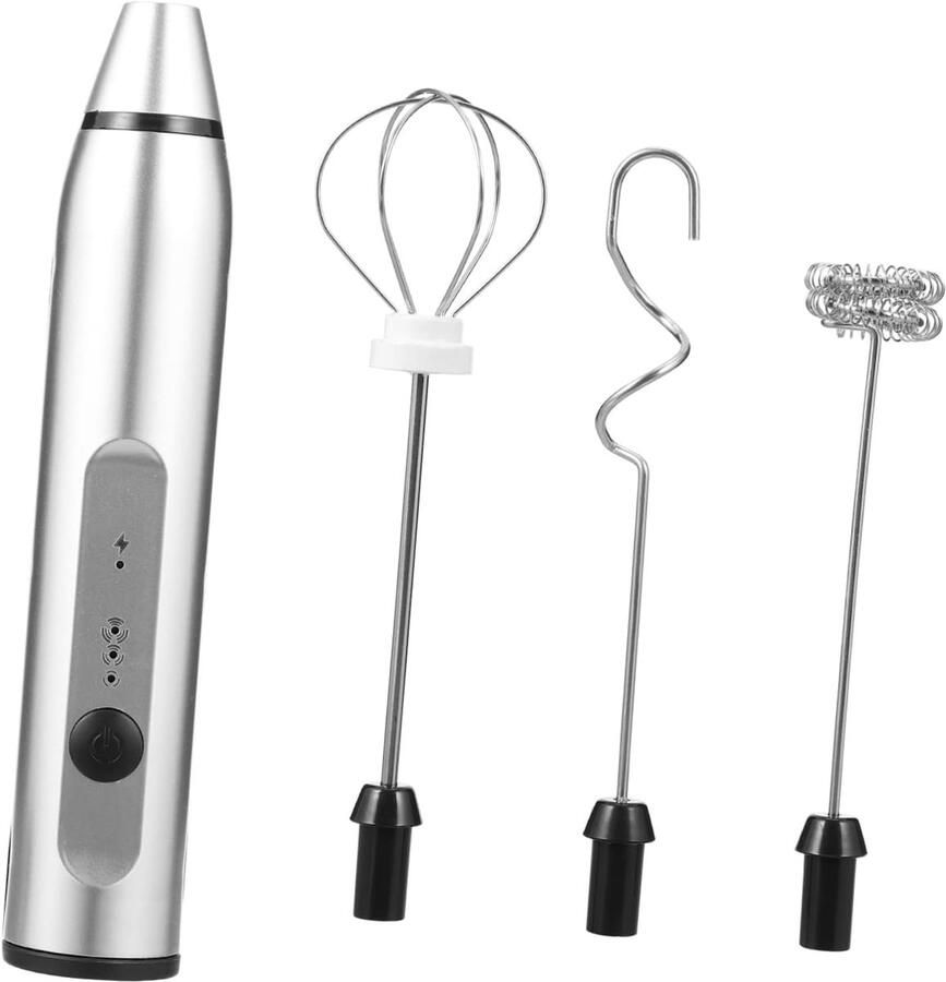 Elektrische Mixer Opschuimer Drankjes Bereiden Lichtgewicht Ontwerp 3.1X7.3CM Zilver