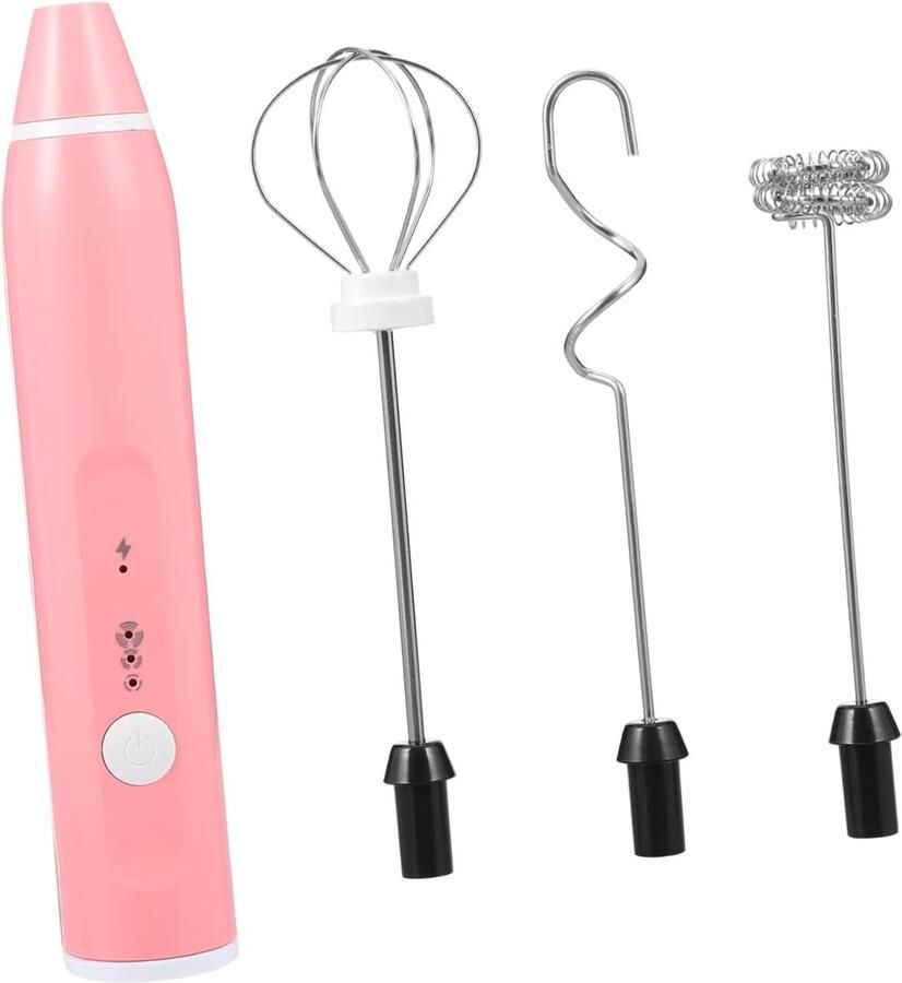 Elektrische Mixer Opschuimer Drankjes Maken Oplaadbaar 7.3 x 3.1 cm Roze
