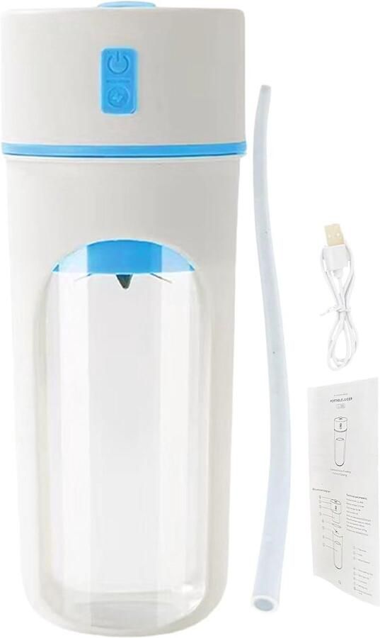Elektrische Mixfles Draagbare Blender Smoothies Maken Oplaadbaar Met Rietje 480 ml Hemelsblauw