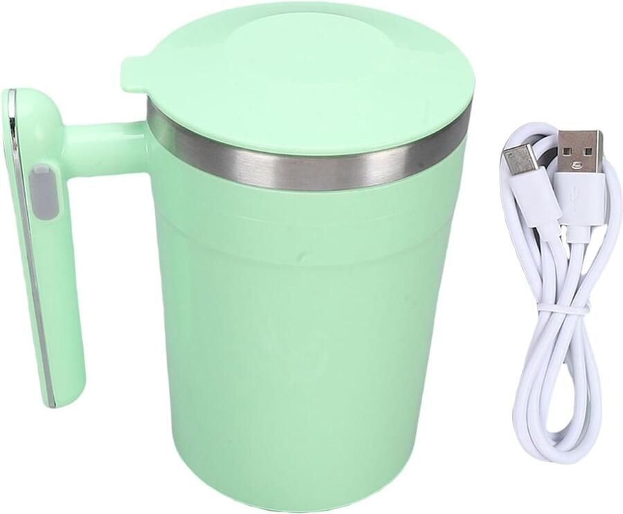 Elektrische Mok Roerende Koffiebeker Moeiteloos Mengen Digitale Temperatuurweergave 400 ml Groen