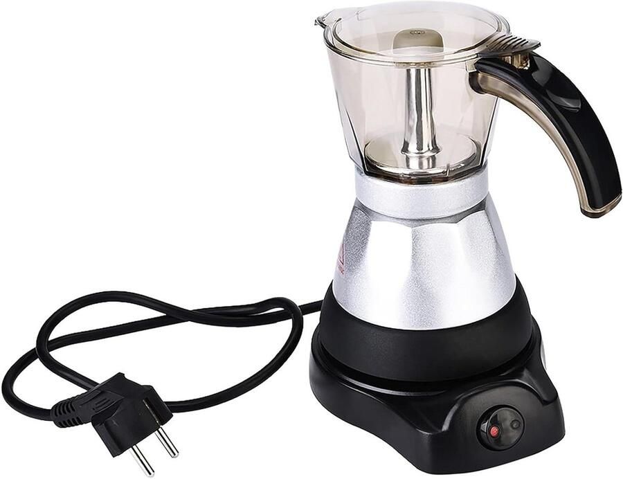 Elektrische Mokka Pot Koffiezetter Percolator Koffie Zetten Duurzame Aluminiumlegering 150 ml Zilver
