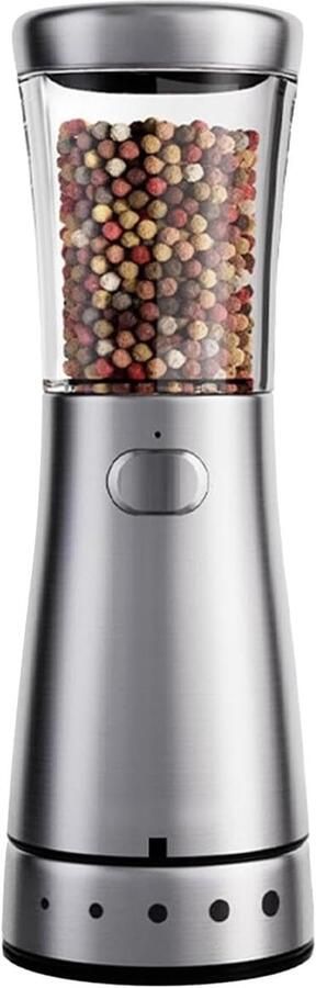 Elektrische Molen Zout Peper Snel Malen 5 Instelbare Grofheden 18.8cm Hoog RVS Acryl