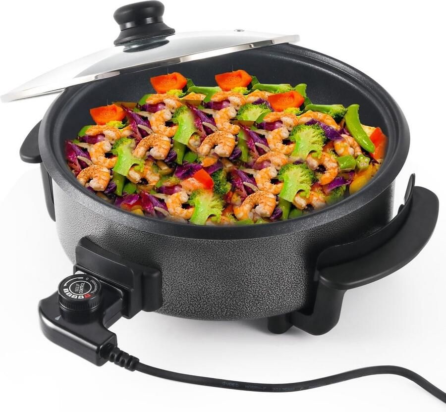 Elektrische Multi Pan met Deksel Multifunctioneel 30 cm 5.6L 1500W