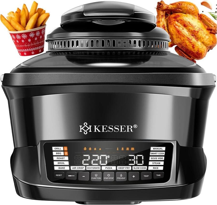 Elektrische Multicooker Keukenapparaat Veelzijdig Koken 16 Programma's 8 Liter Capaciteit Zwart