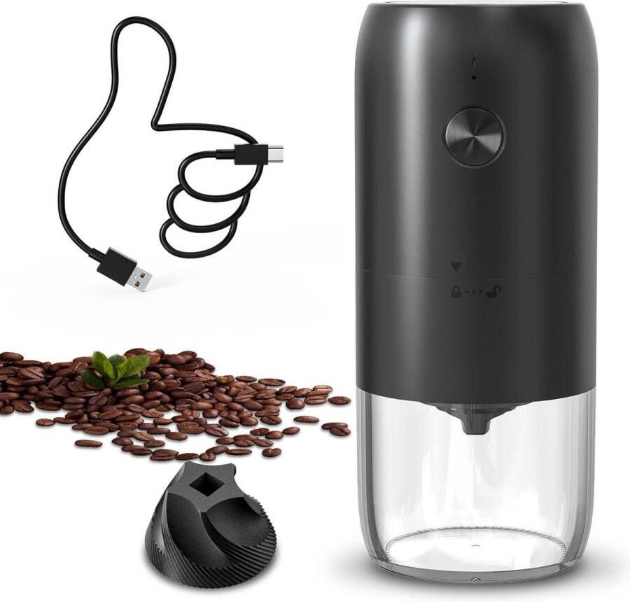 Elektrische multifunctionele koffiemolen voor bonen specerijen en kruiden oplaadbaar one-touch zwart