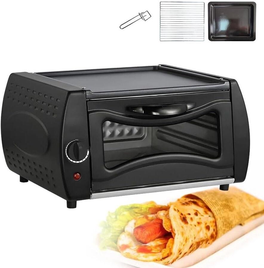 Elektrische Multifunctionele Oven Compacte Keukenoven Bakken Koken Grillen Met Hete Bovenplaat 15 Liter Capaciteit Zwart