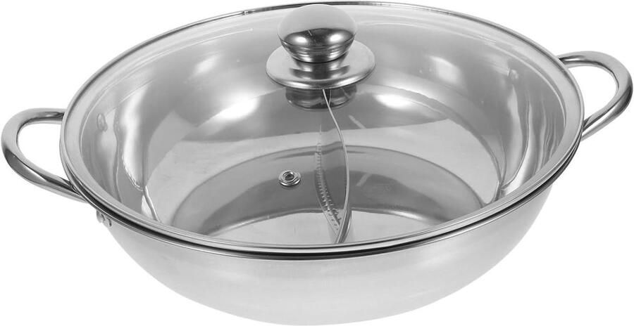 Elektrische Multifunctionele Pan Snelkookpan Steamer Samen Koken Twee Smaken Apart 28 cm Diameter Zilver