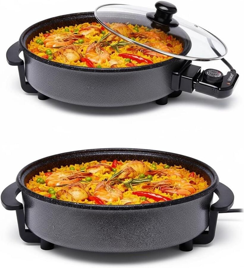 Elektrische Multikoker Braadpan Maaltijden Bereiden Antiaanbaklaag 32 cm Zwart