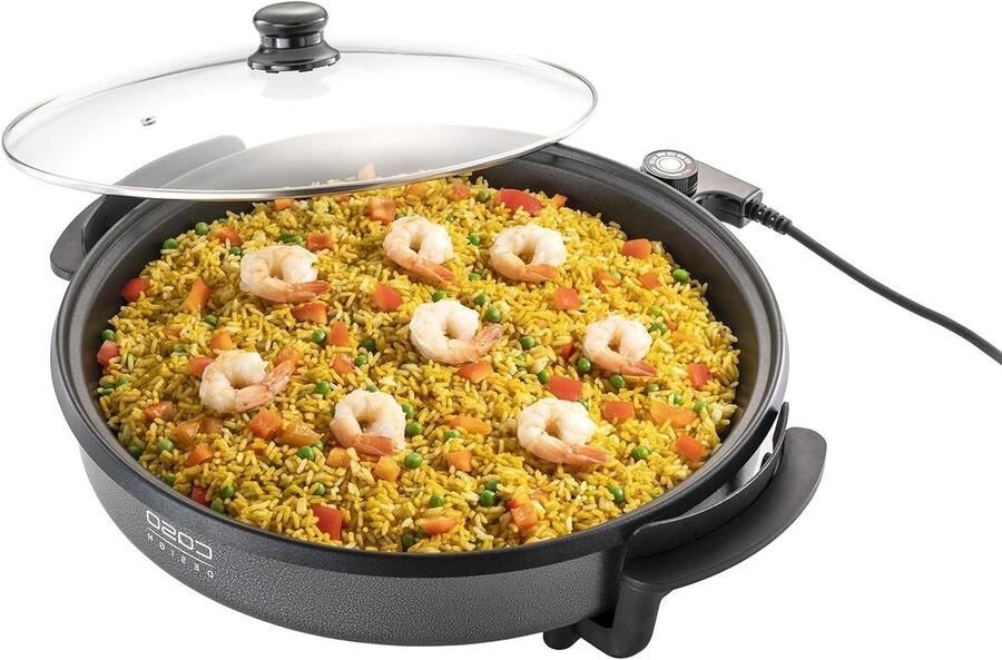 Elektrische Multipan Bakplaat Pan Veelzijdig Koken Traploze Temperatuurregeling ca. 240°C Zwart