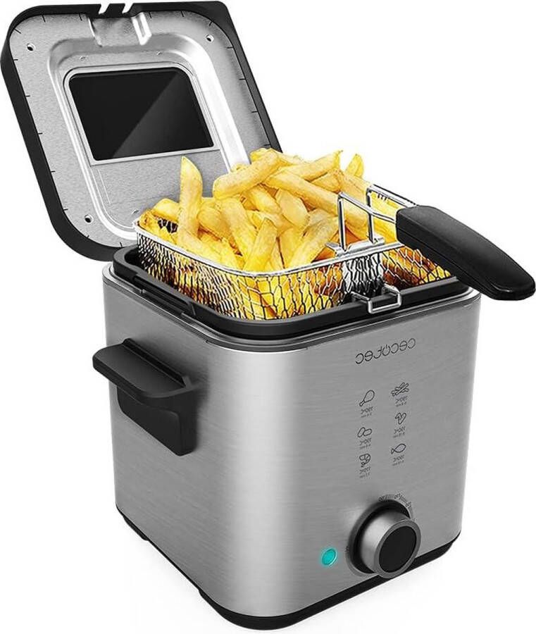 Elektrische Olie Friteuse CleanFry Advance 1500 Roestvrij Staal 900 W Inhoud 15 L OilClean Filter Uitneembare Kom Deksel met Venster Frituurpan Frituurapparaat