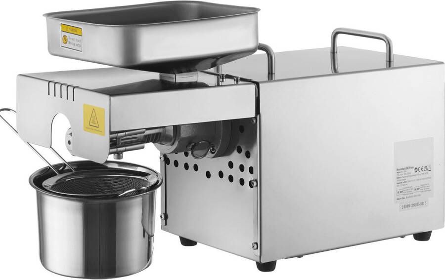 Elektrische Oliepers 700 W RVS Constructie Verwarmd Tot 140°C Geschikt voor Pinda s Sesam en Koolzaad