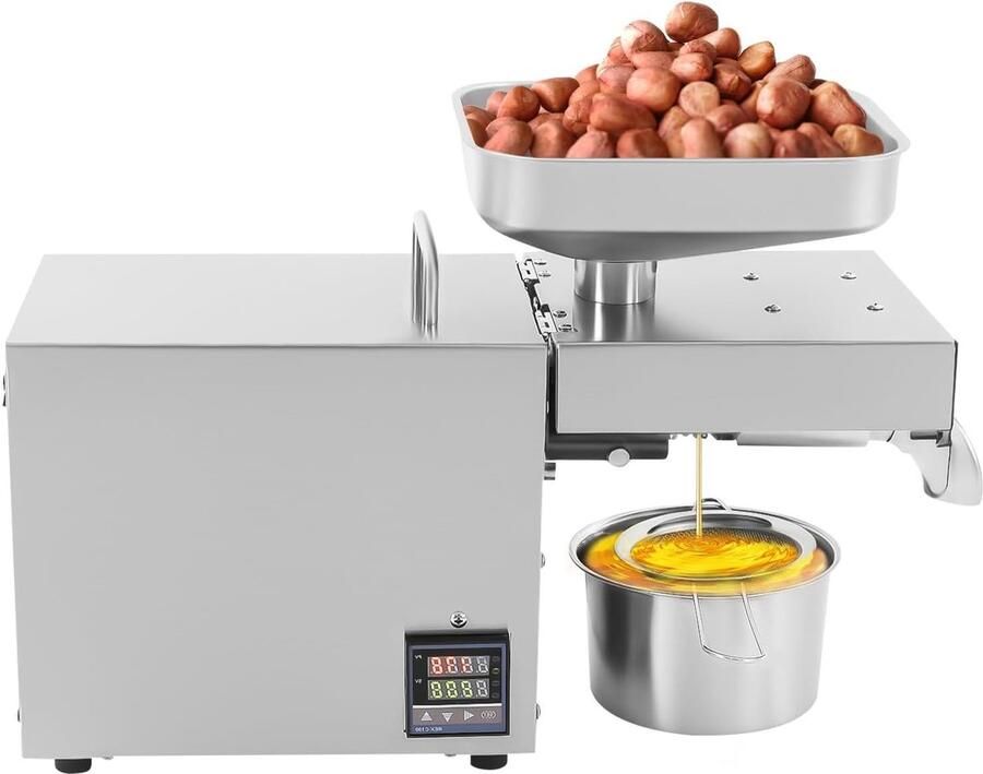Elektrische Oliepers Oliemolen Machine Zelf Olie Maken Roestvrij Staal 1500 W Zilver