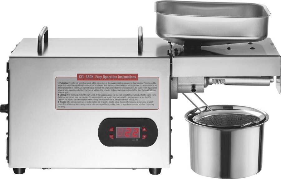 Elektrische Oliepers Van 850 W Instelbare Temperatuur 0-300 °C. Extraheer Olie Uit Pinda'S Sesam Koolzaad Theezaden Roestvrijstalen Oliepers