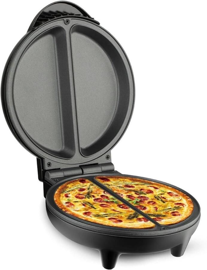 Elektrische Omeletmaker Eierkoker Dubbelzijdig Snel Ontbijt Maken Twee Zones Koken 2 Individuele Omeletten Zwart