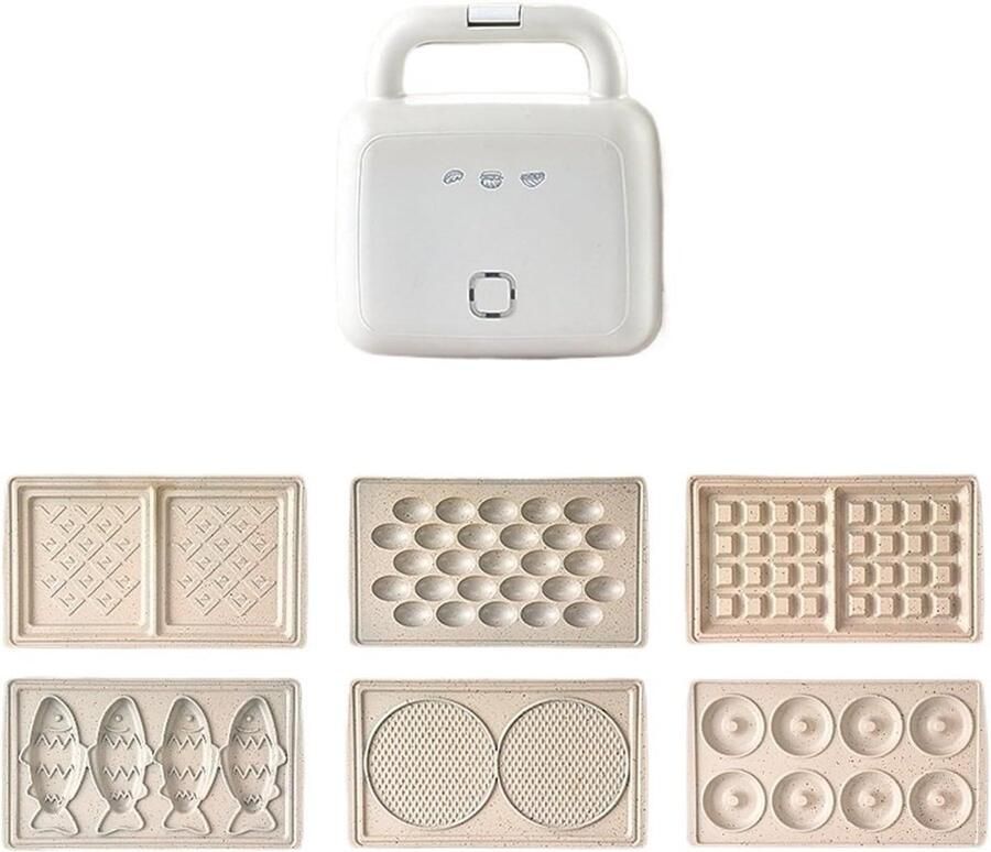 Elektrische Ontbijtmachine 6-in-1 Maker Snelle Maaltijden Maken Antiaanbaklaag 25x22x8.5 cm Zwart