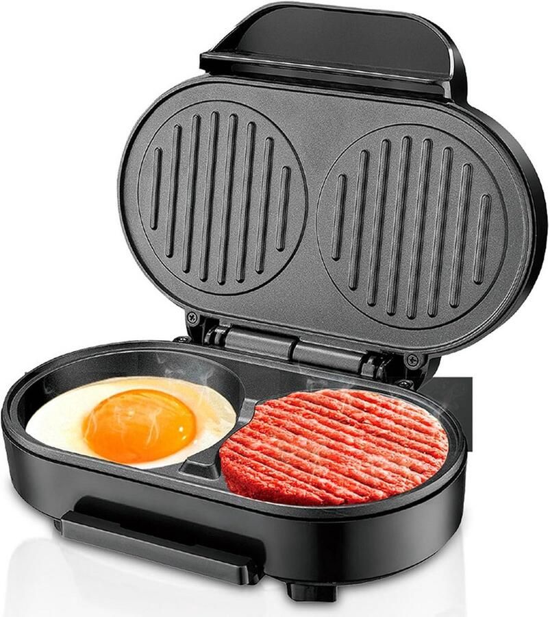 Elektrische Ontbijtmachine met Antikleef Aluminium Verwarmingsplaat Eierpannenkoek en Steak Maker Compact en Gemakkelijk Mee te Nemen 1000 W 220V