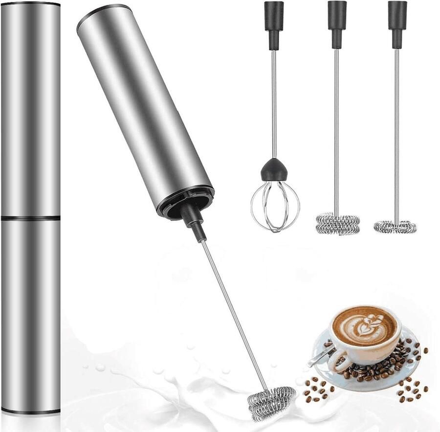 Elektrische Melkopschuimer Garde Opschuimer Koffie Maken Dubbele Klopper USB Oplaadbaar Roestvrij Staal