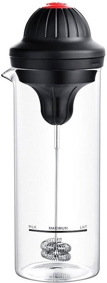 Elektrische Opschuimer Melk en Eierklopper Koffie Drankjes Maken Inclusief Standaard 7.7 x 21.8 cm Zwart