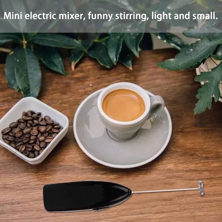 Elektrische Opschuimer Melk Mixer Koffie Maken Ergonomisch Handvat 19.8 cm Zwart