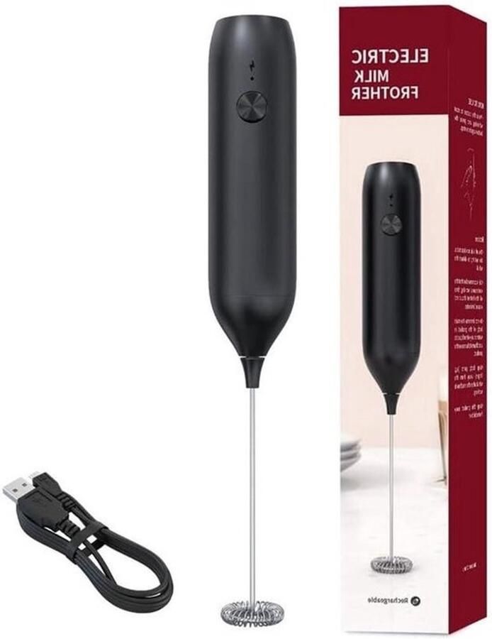 Elektrische Opschuimer Mini Garde Dranken Maken USB Oplaadbaar 156 Gram Zwart