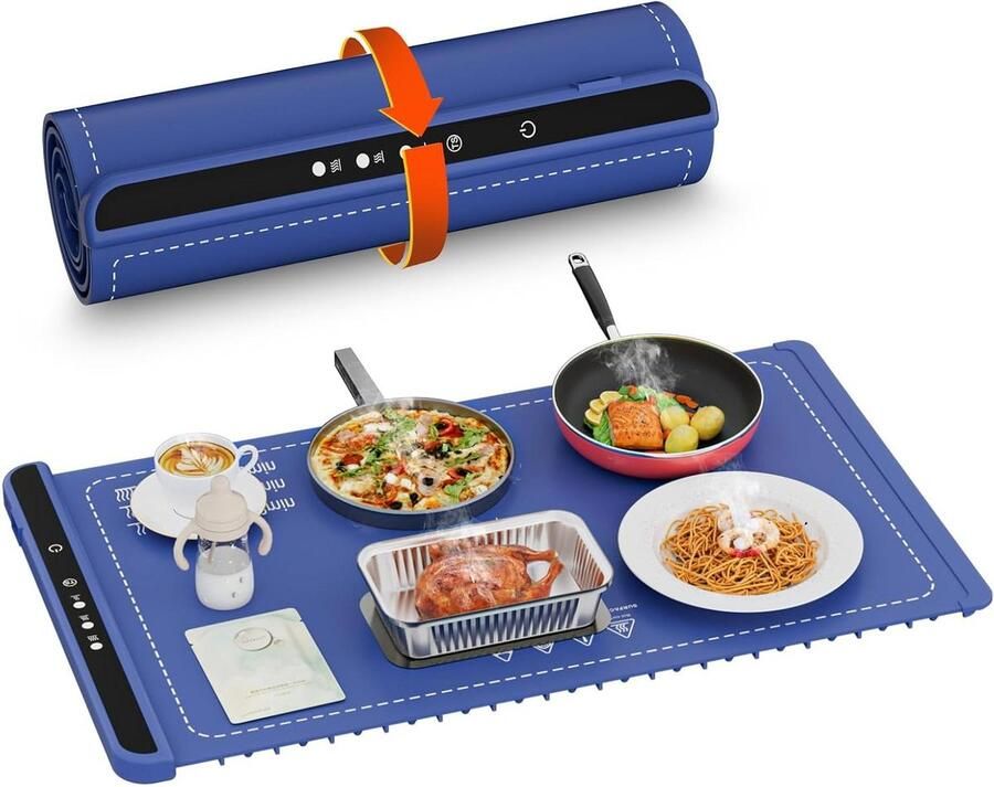 Elektrische opwarmbak Voedselwarmer Eten warm houden 3 temperatuurstanden 37 cm breed Blauw